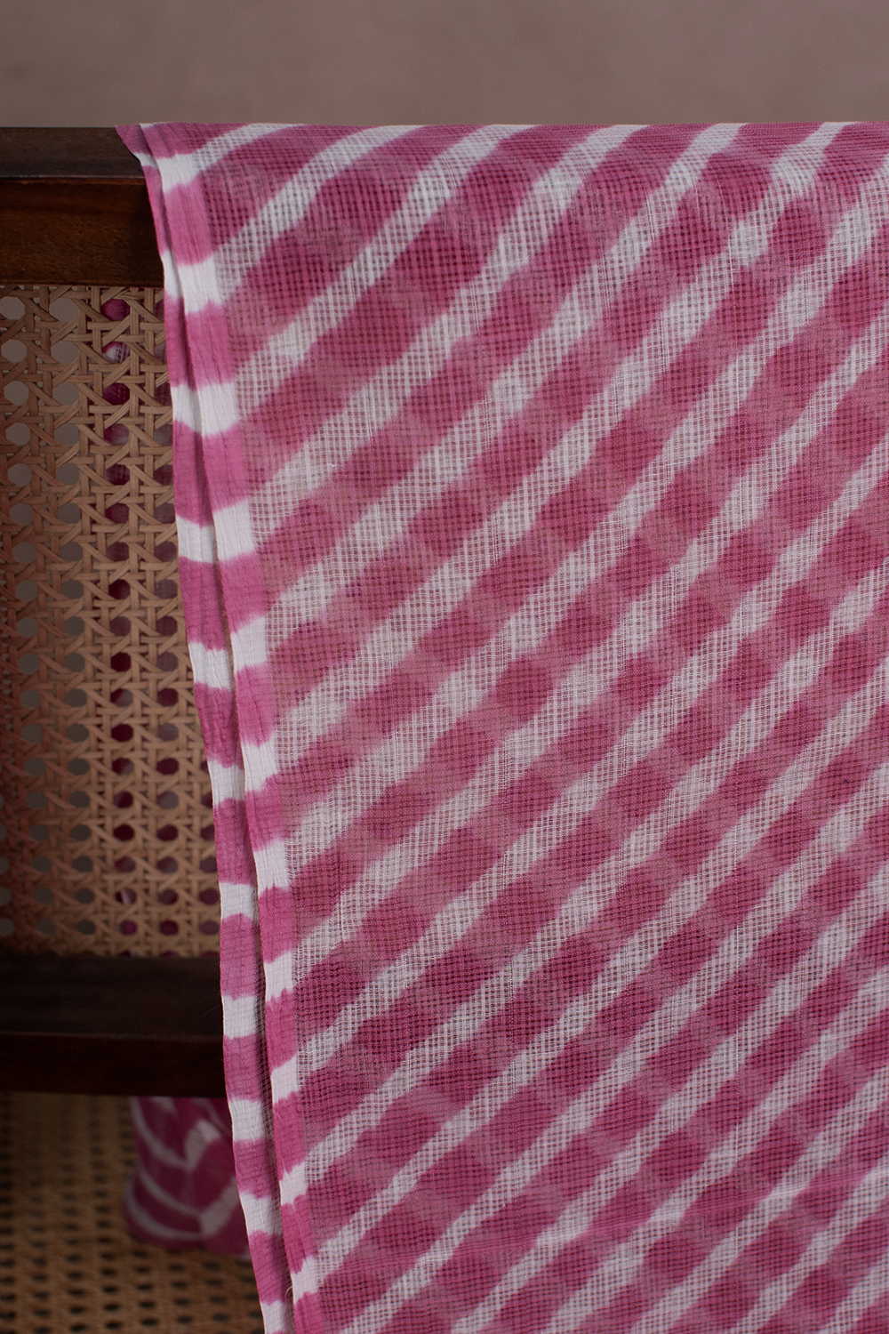 Deep Pink Leheriya Kota Cotton Fabric - Image 5