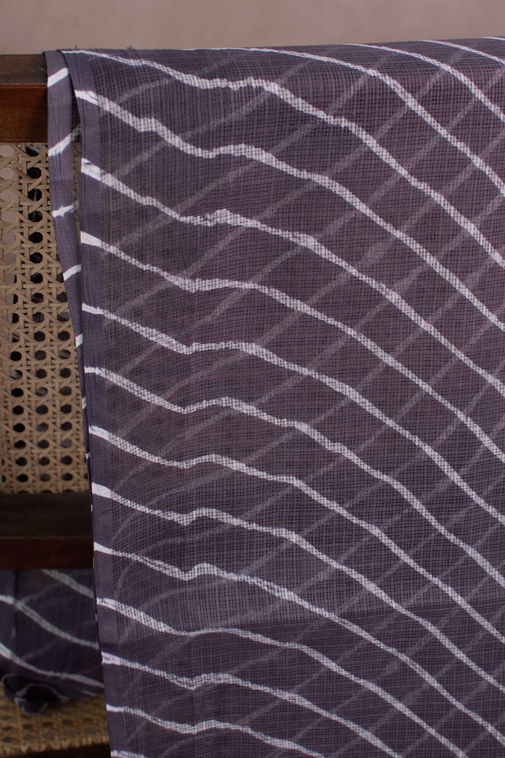 Grey Leheriya Kota Cotton Fabric - Image 3