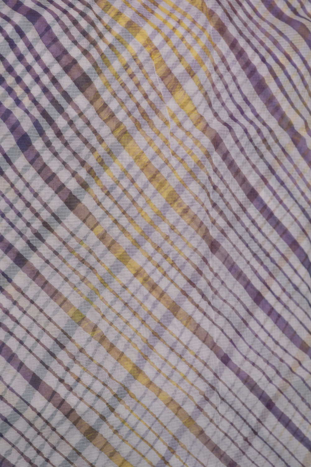 Cream - Multi Lines Leheriya Kota Cotton Fabric - Image 4