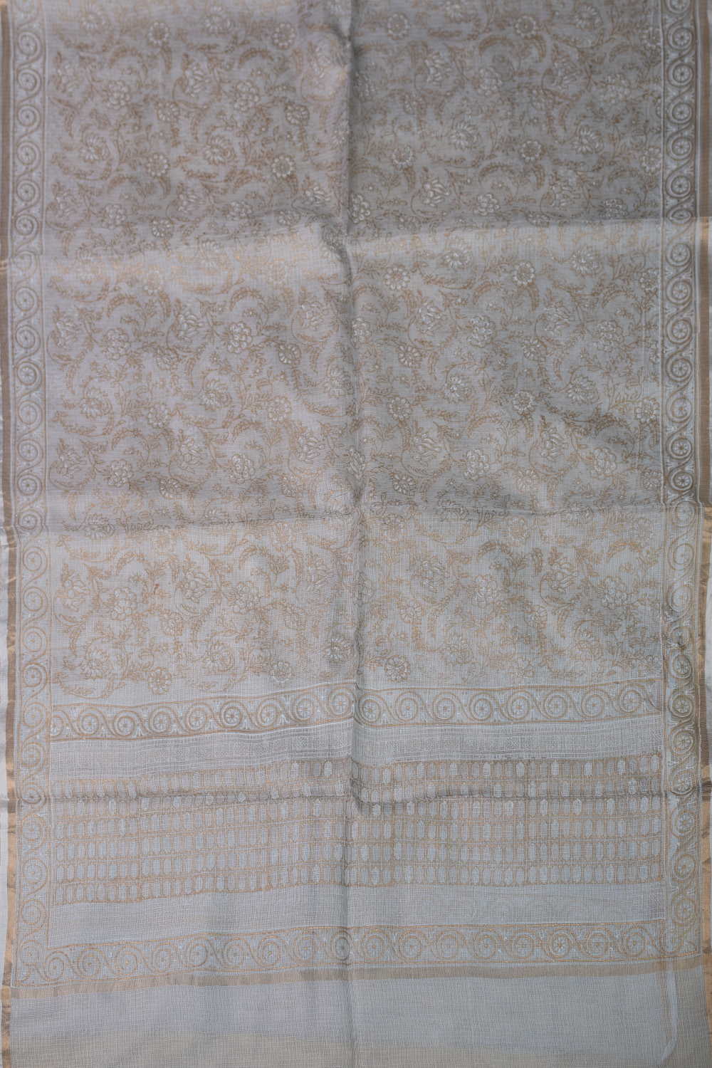 Cream Block Printed Kota Silk Dupatta - Image 3