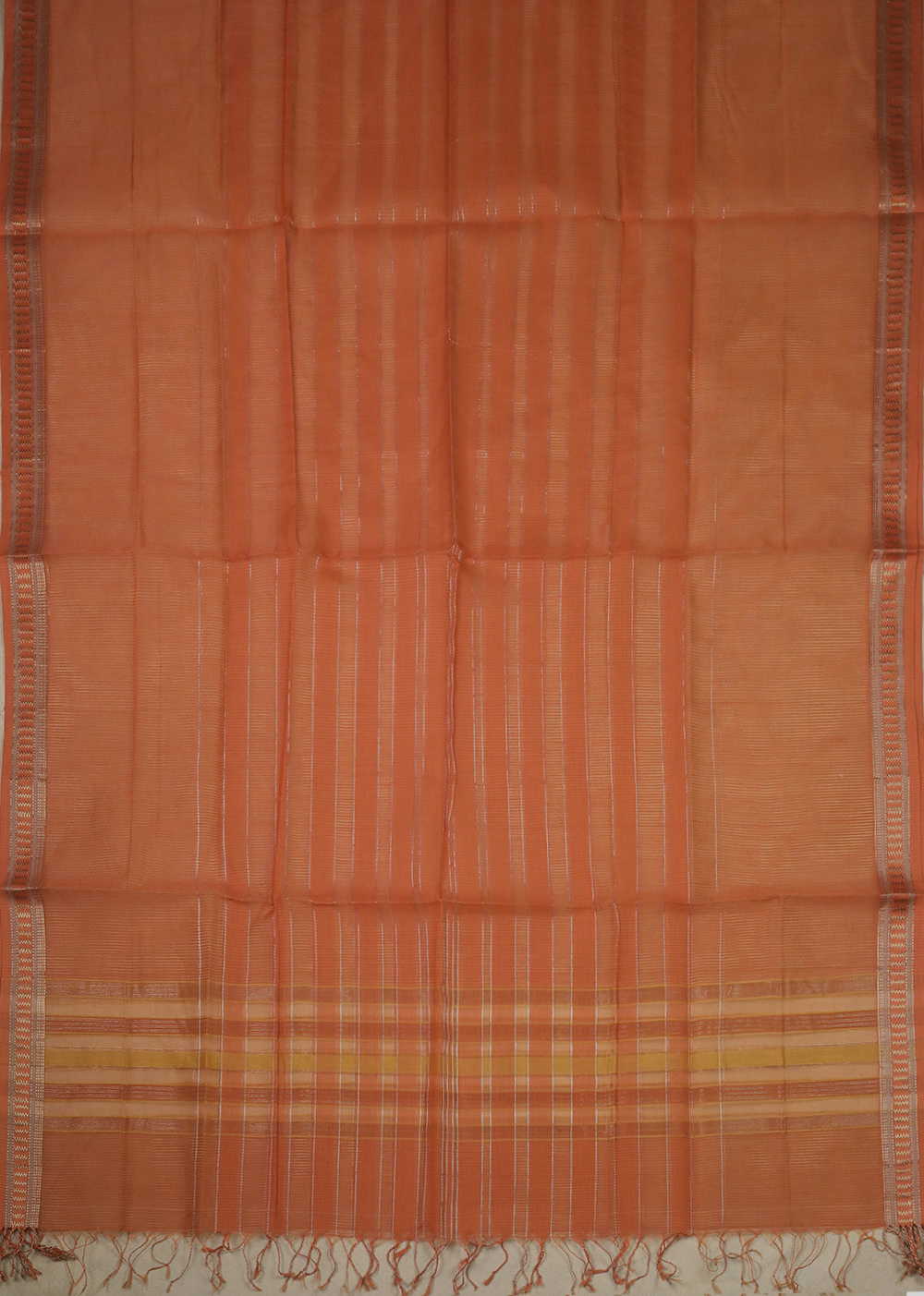 Orange Maheshwari Tissue Silk Cotton Dupatta - Image 3