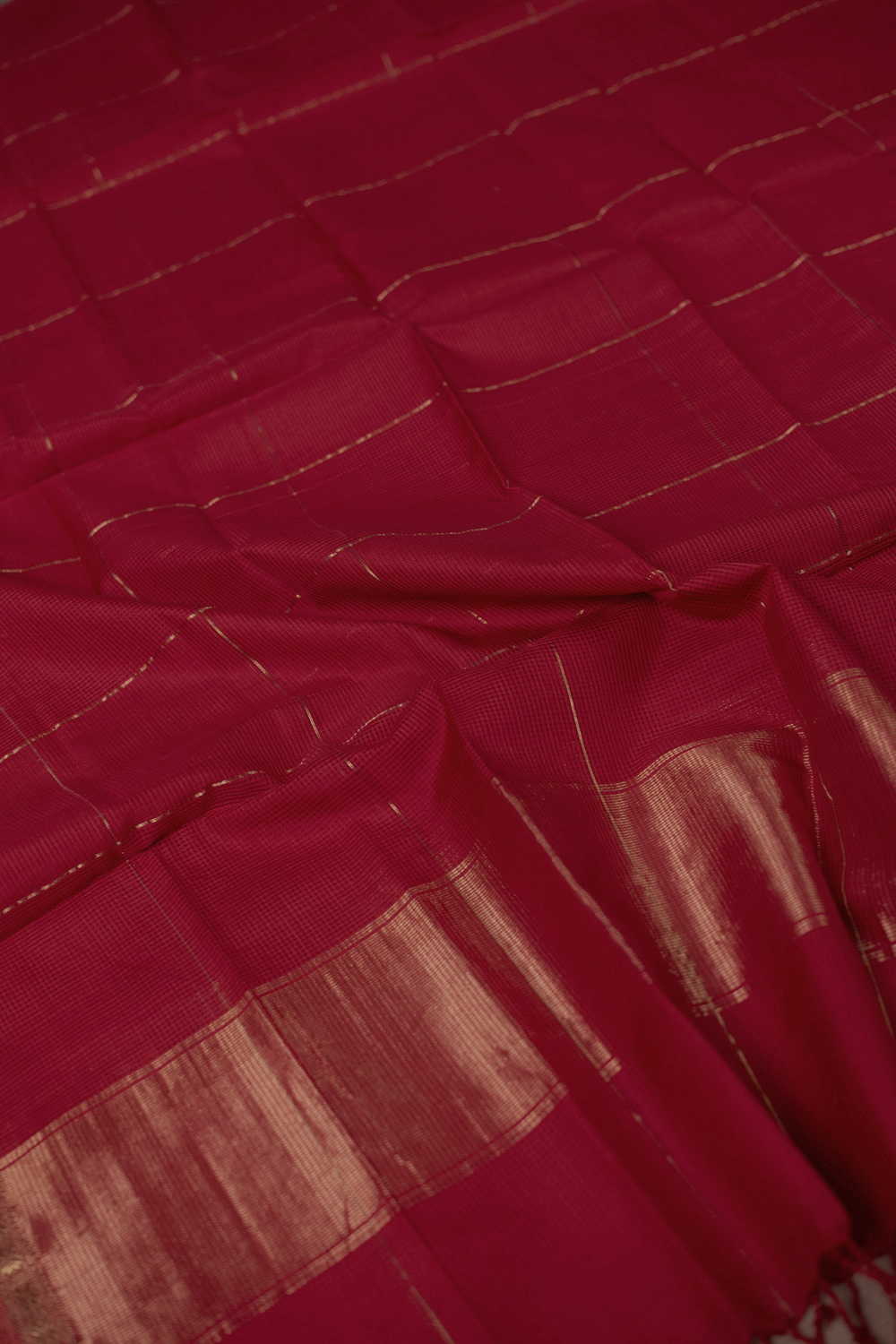 Bright Red Maheshwari Silk Cotton Dupatta - Image 4