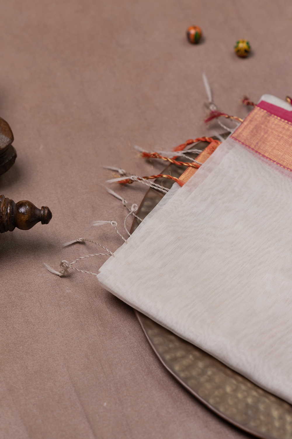 Cream - Maheshwari Silk Cotton Dupatta
