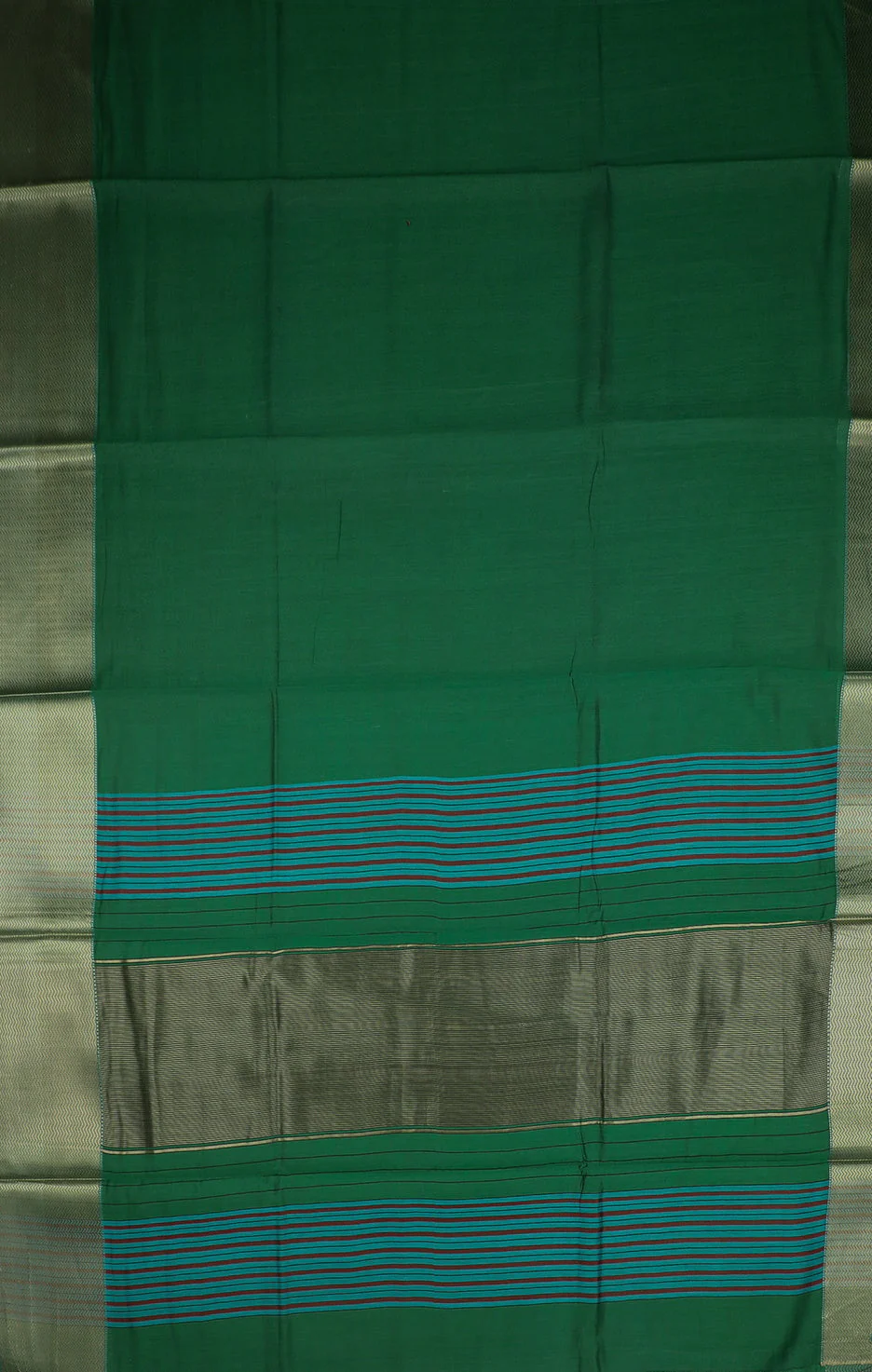 Dark Forest Green Maheshwari Silk Cotton Saree - Image 2