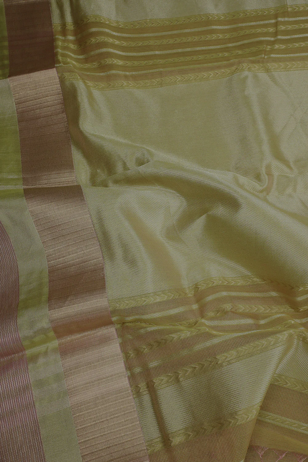 Glittery Yellow with Pink Tissue Maheshwari Silk Cotton Saree - Image 3