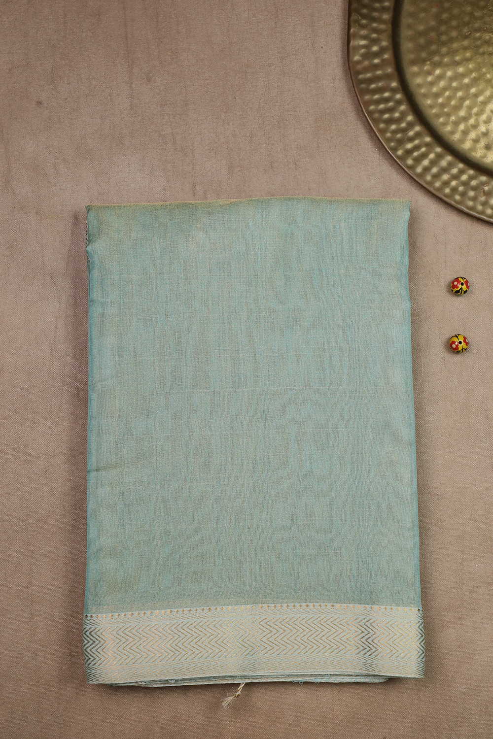 Shimmer Green Handwoven Tissue Maheshwari saree