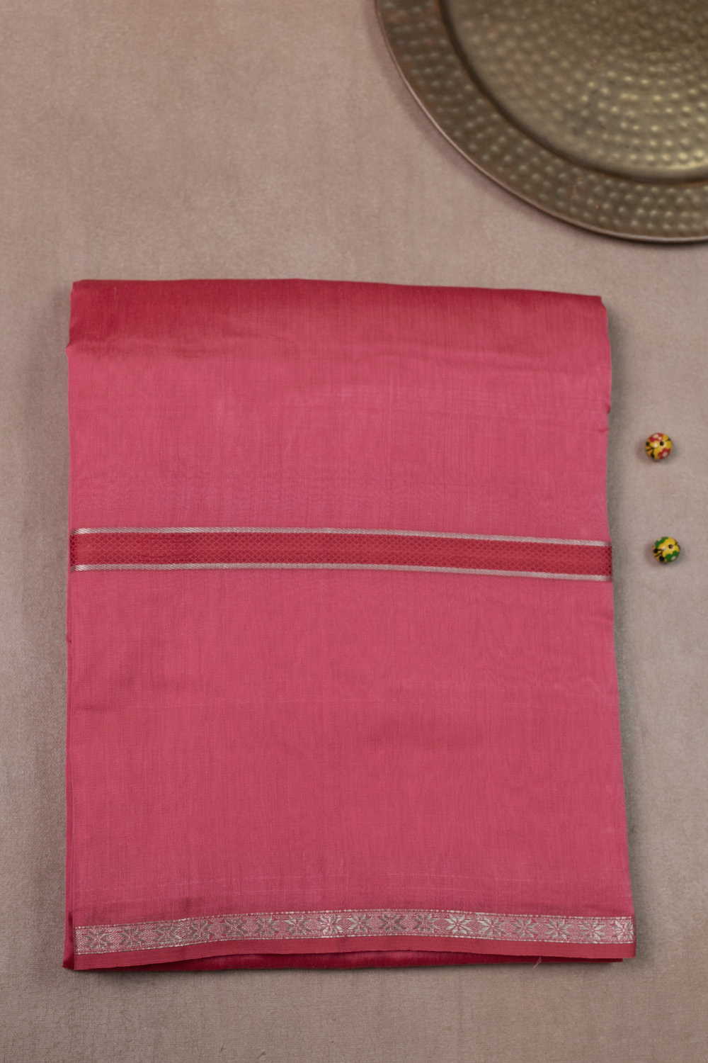 Cerise Pink Maheshwari Silk Cotton saree