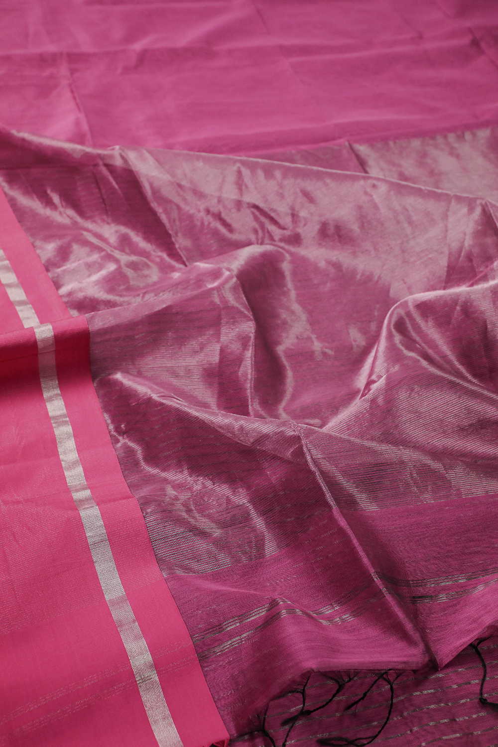 Wild Orchid Pink Maheshwari Silk Cotton saree - Image 3