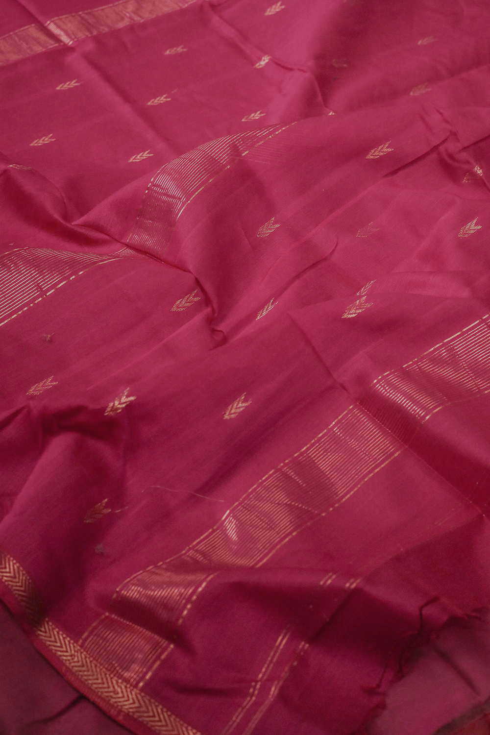 Pink Maheshwari Silk Cotton saree - Image 3