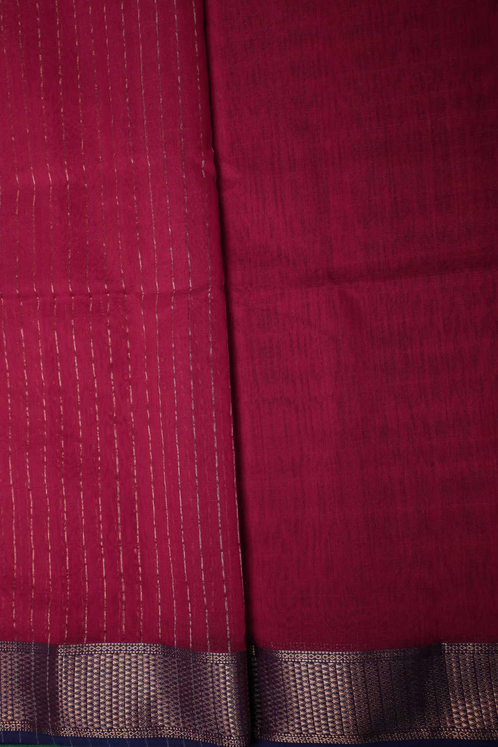 Deep Pink with Zari Border Maheshwari Silk Cotton saree - Image 4