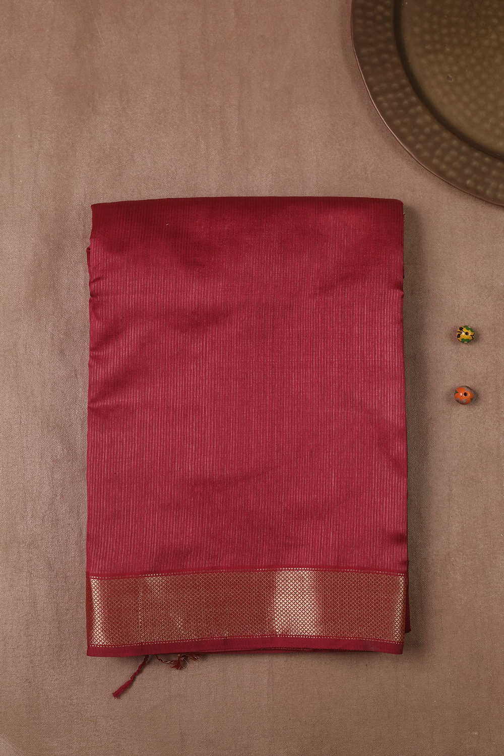 Golden Zari Border Maheshwari Silk Cotton saree