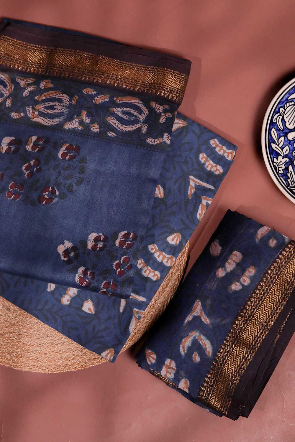 Indigo Maheshwari Silk Cotton Suit - Image 2