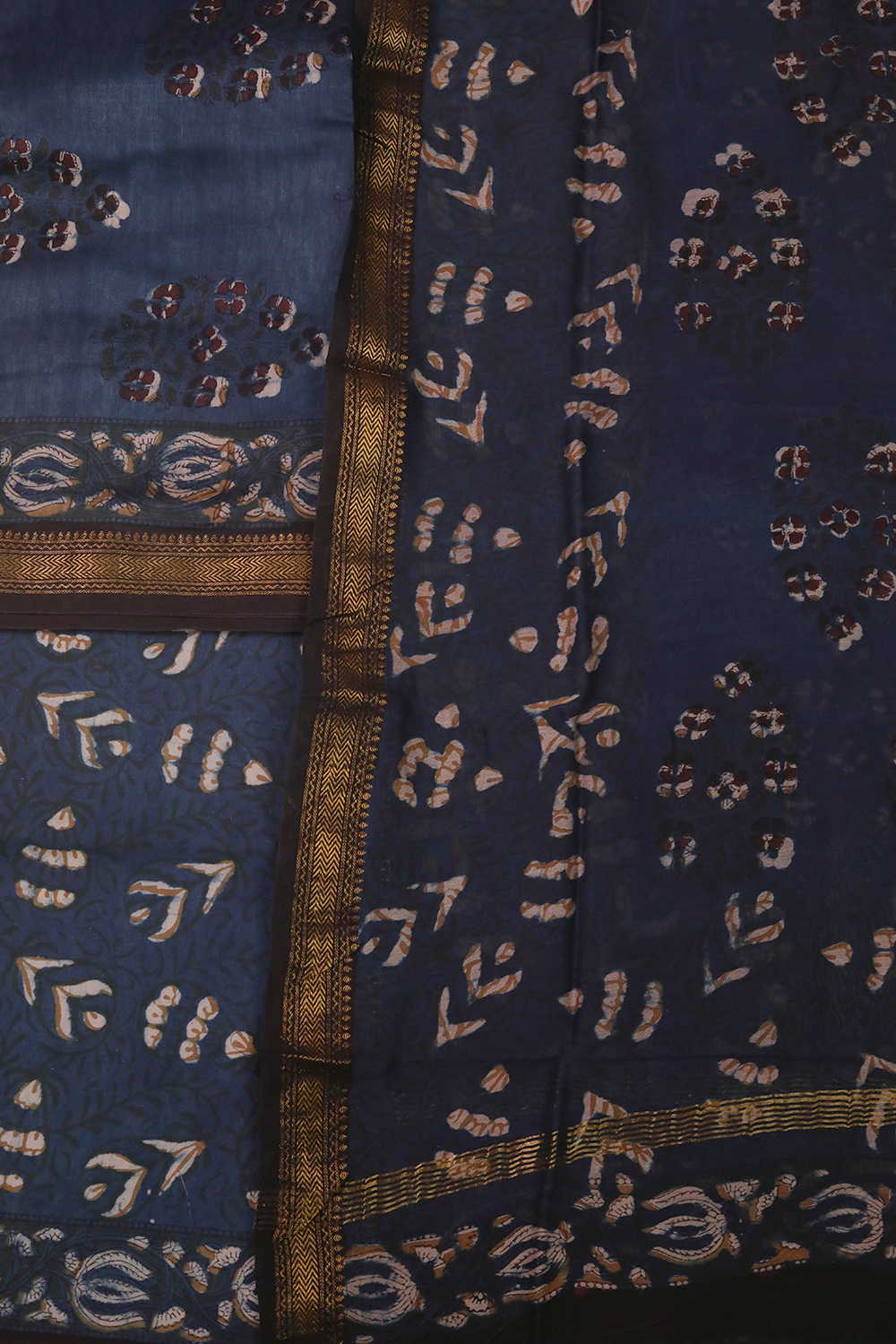Indigo Maheshwari Silk Cotton Suit - Image 3