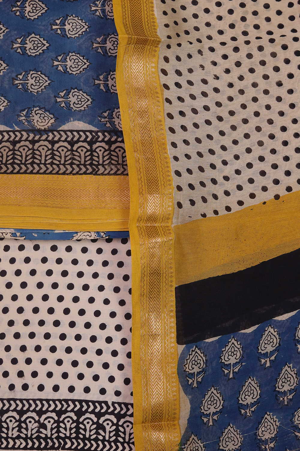 Florals on Blue Maheshwari Silk Cotton Suit - Image 3