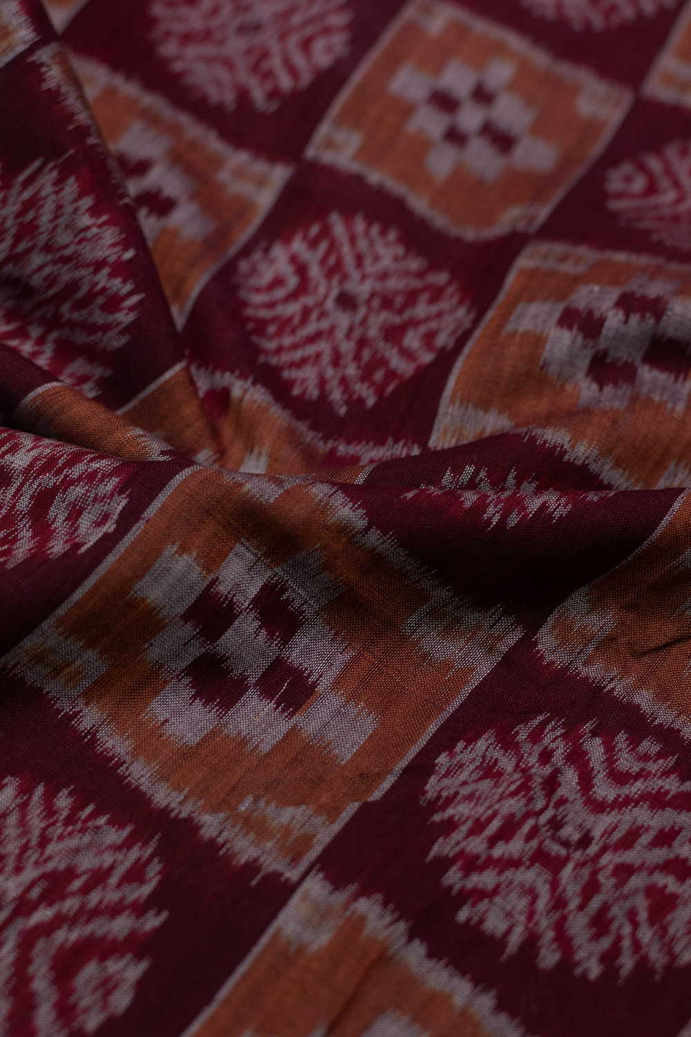 Mahogany Brown Orissa Ikat Cotton Fabric-1.5 m - Image 2