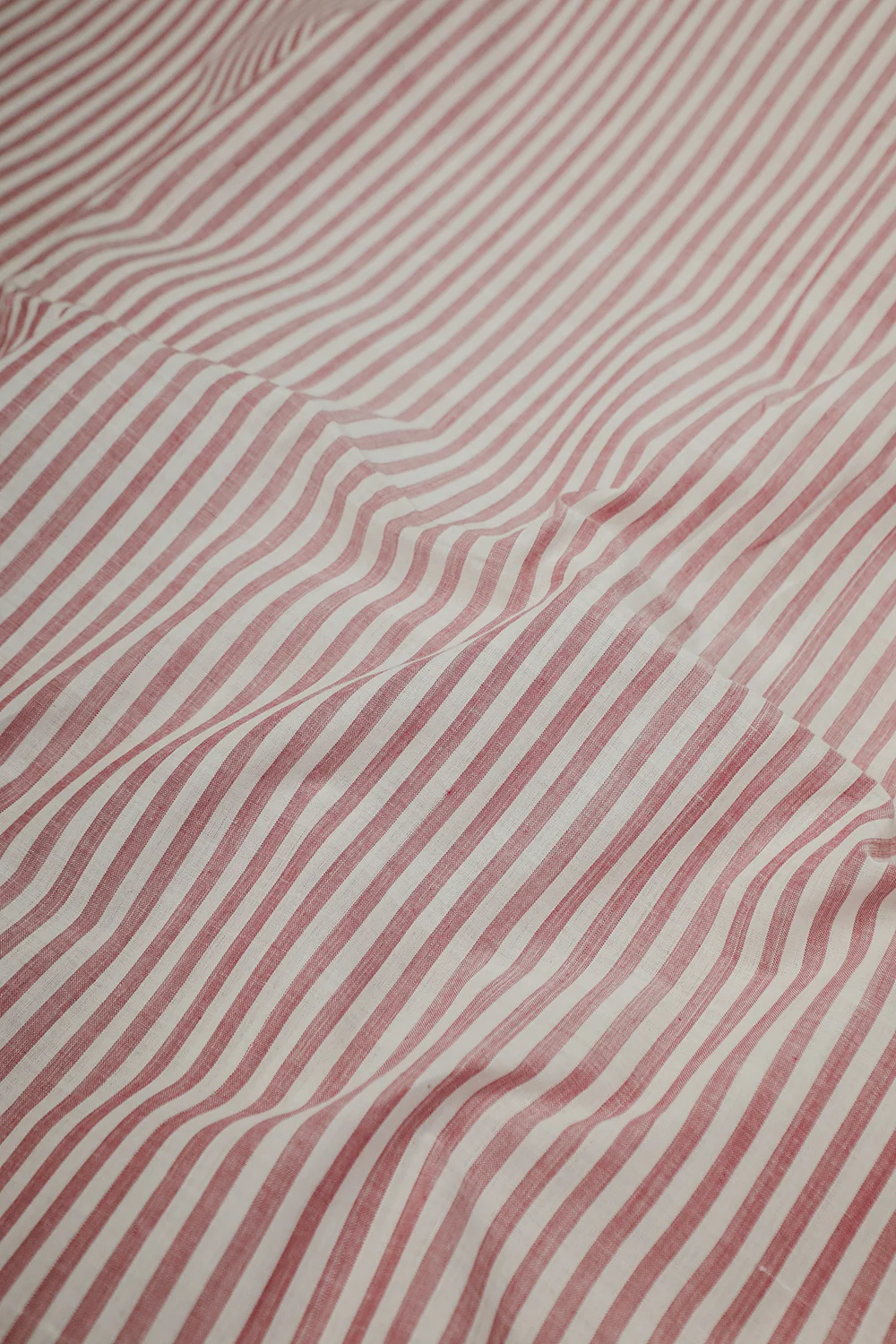 Pink Stripe on Cream Mangalagiri Cotton Fabric - Image 3