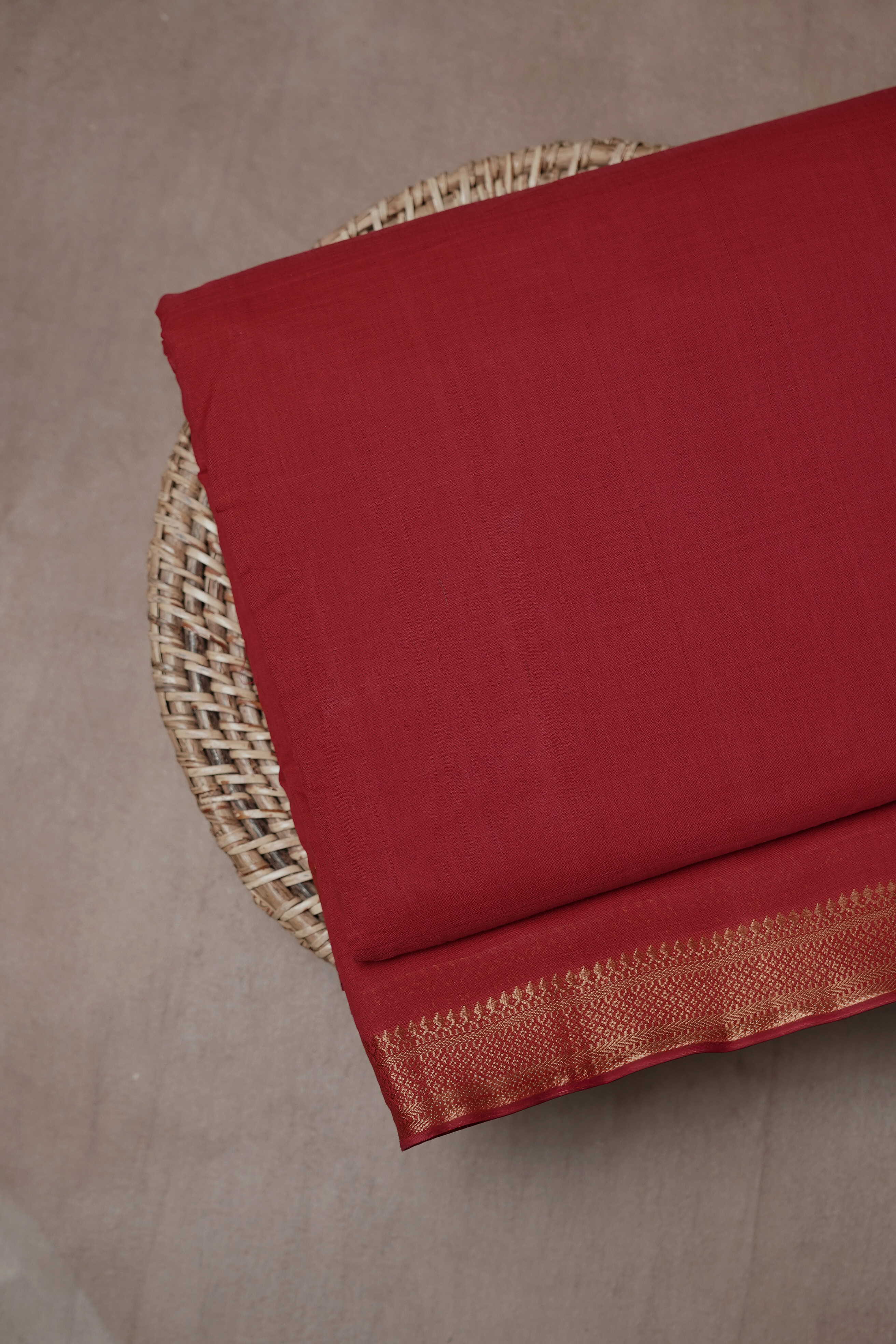 Kumkum Red Mangalagiri Cotton Fabric - Image 2