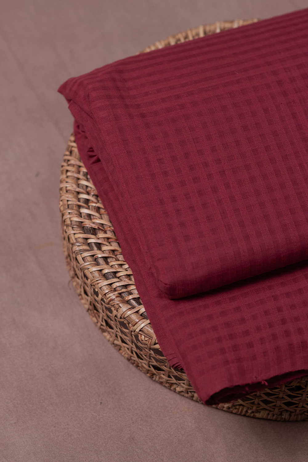 Boysenbeery Maroon Boddu Checks Cotton Fabric