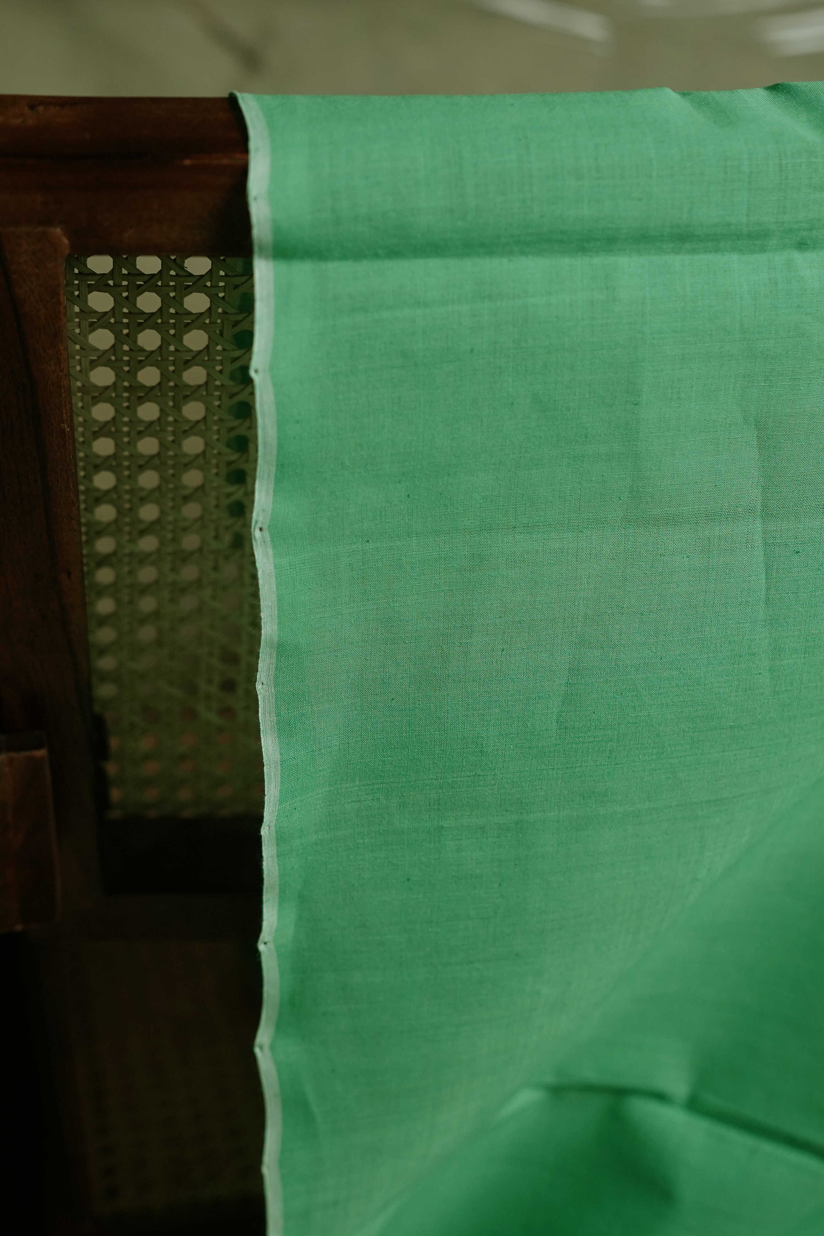 Green Mangalagiri Cotton Fabric - Image 2