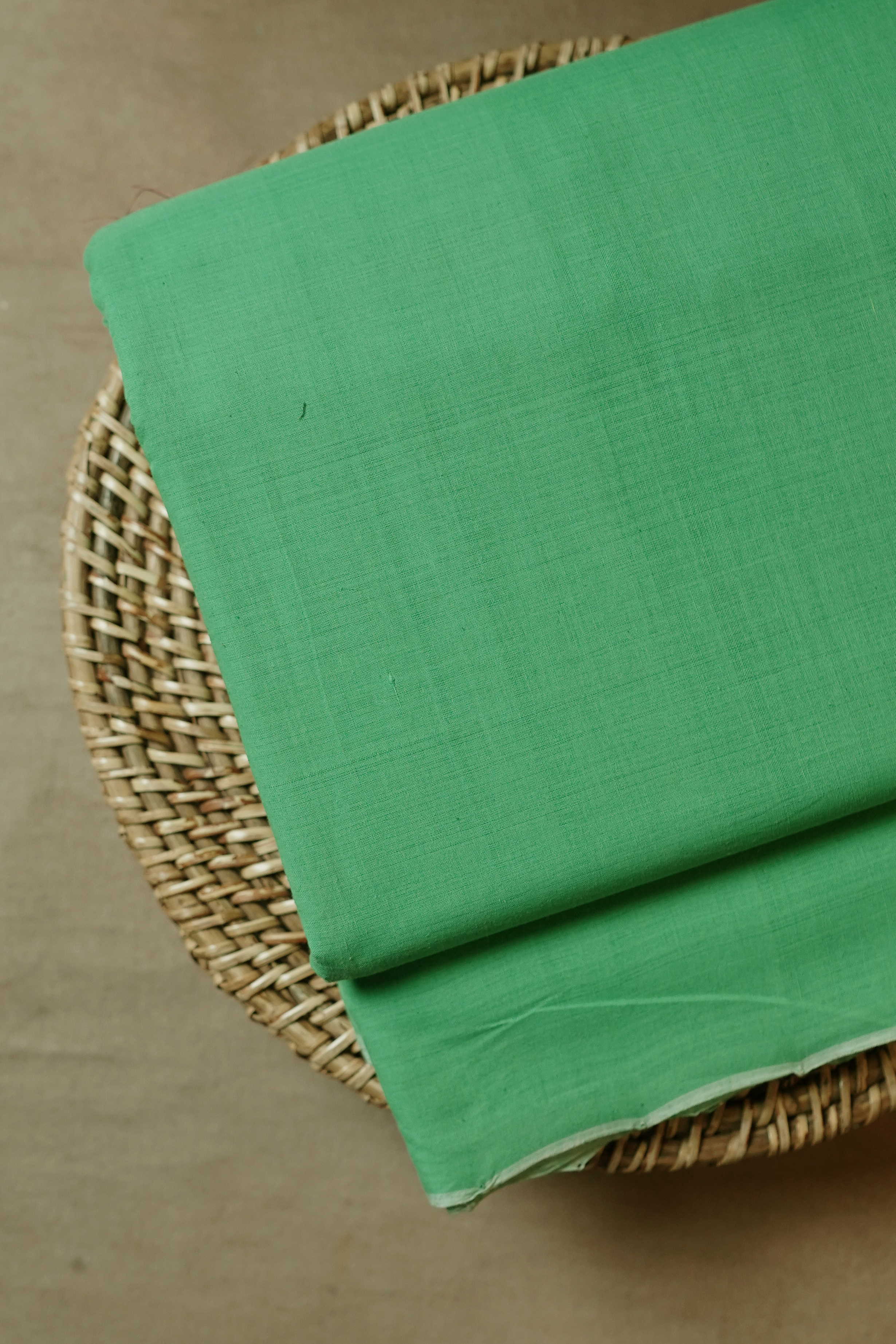 Green Mangalagiri Cotton Fabric - Image 3