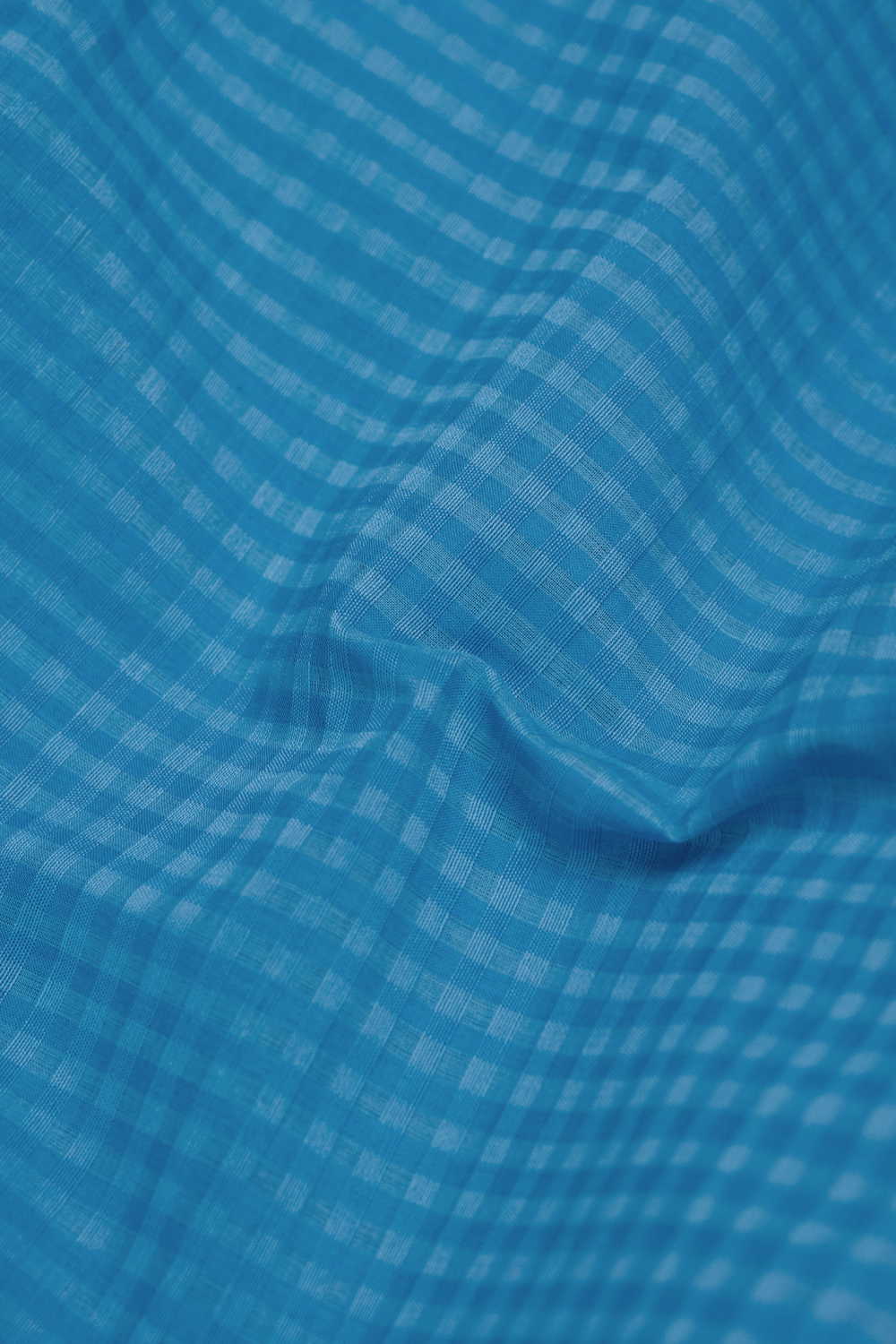 Blue Boddu Checks Mangalagiri Cotton Fabric - Image 3