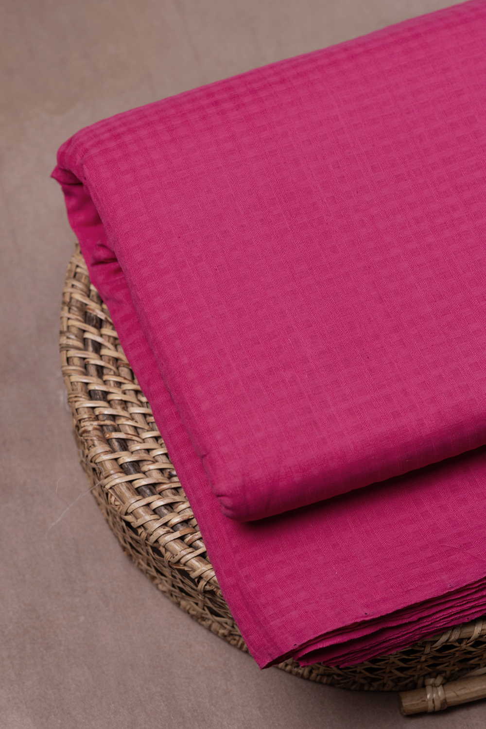 Dark Pink Boddu Checks Cotton Fabric