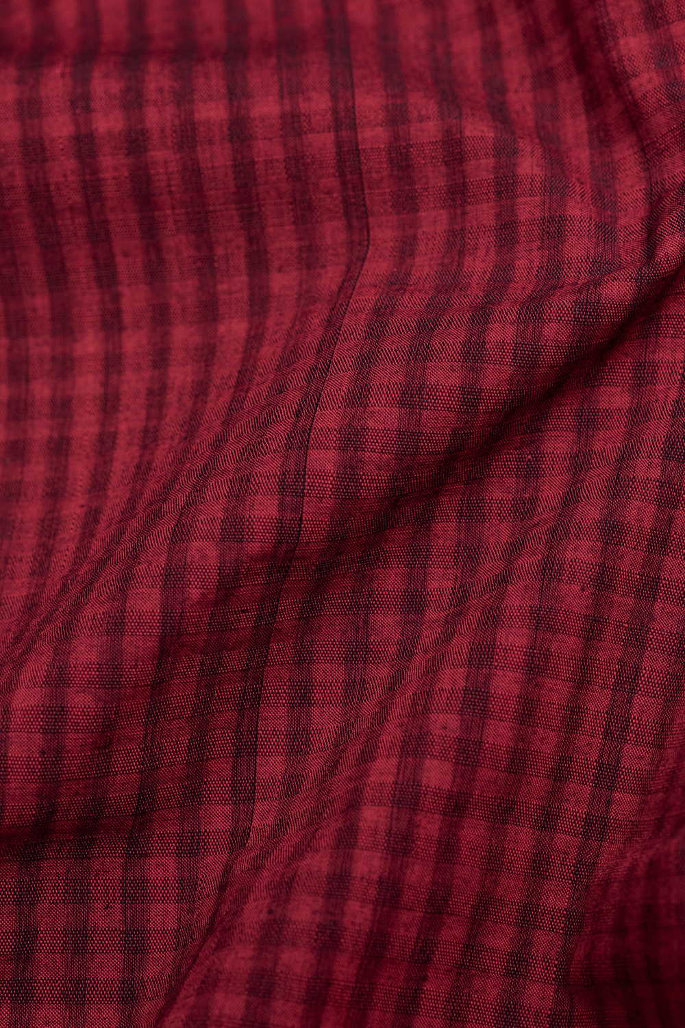 Deep Maroon Mangalagiri Cotton Fabric - Image 3