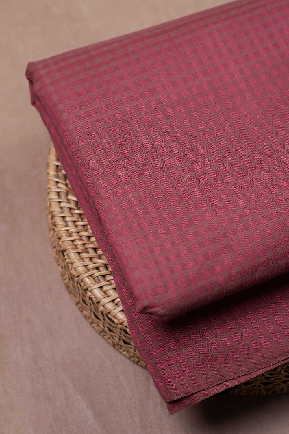 Rust Maroon Mangalagiri Cotton Fabric