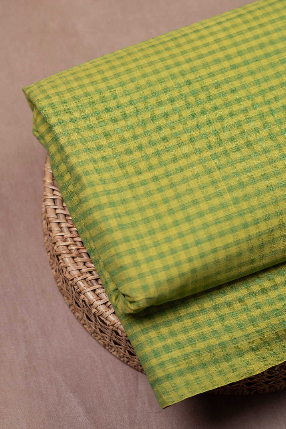 Leaf Green Mangalagiri Cotton Fabric
