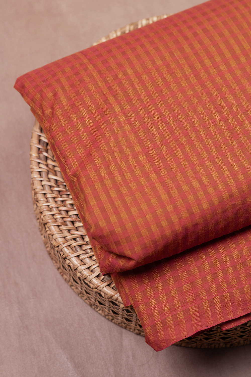 Orange Shaded Mangalagiri Cotton Fabric - Image 2