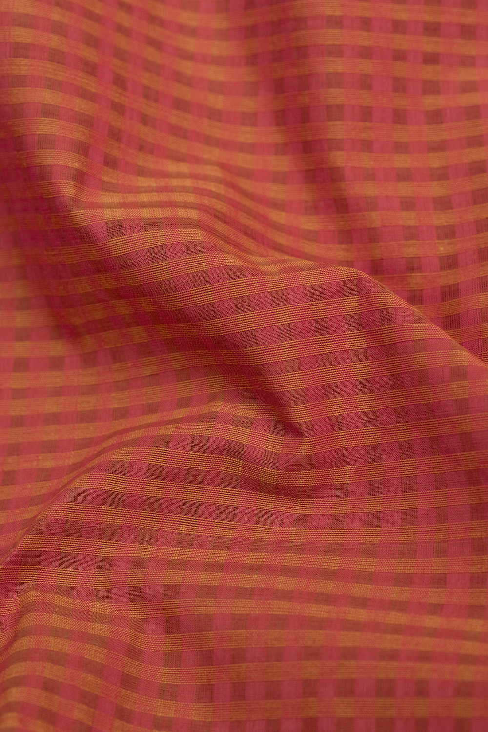Orange Shaded Mangalagiri Cotton Fabric - Image 3