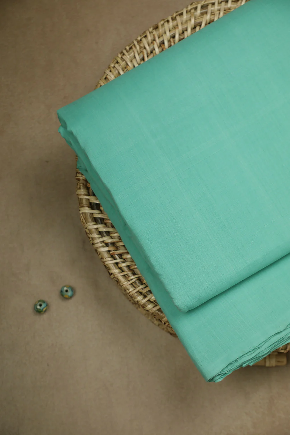 Mint Green Mangalagiri Cotton Fabric - Image 2