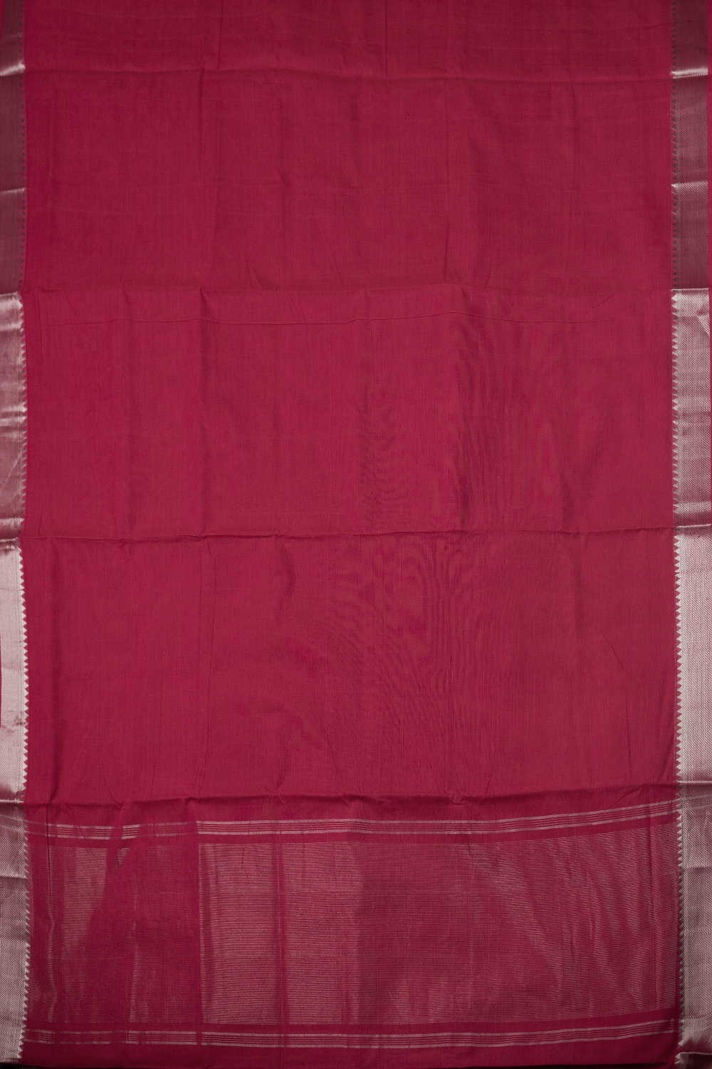 Darker Pink with Silver Zari Border Mangalagiri Cotton saree - Image 2