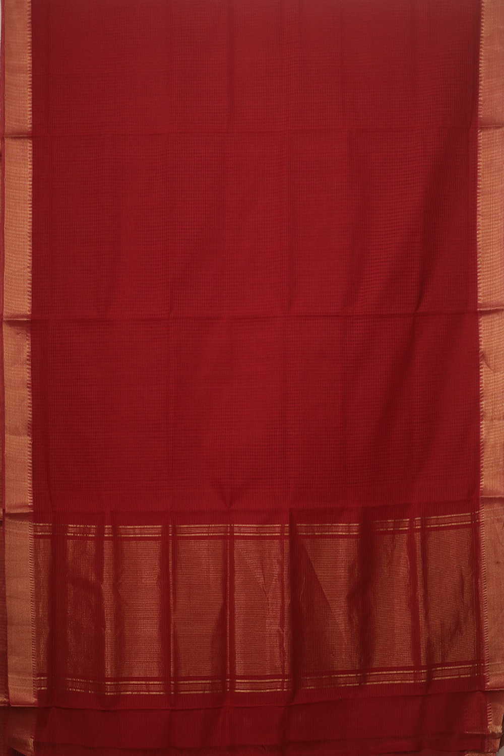 Scarlet Red - Missing Checks Mangalagiri Cotton saree - Image 2