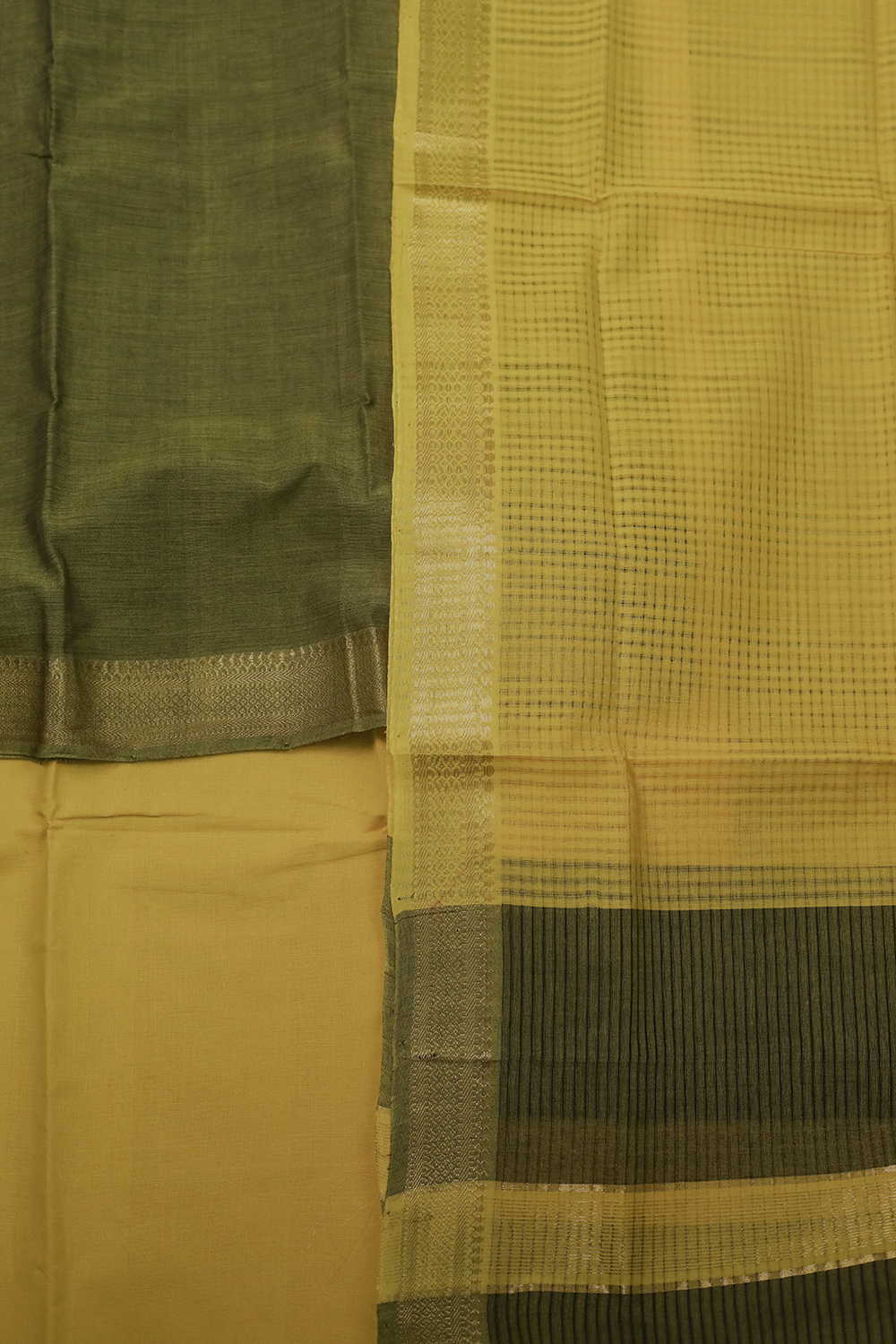 Algae Green Mangalagiri Cotton Suit - Image 3