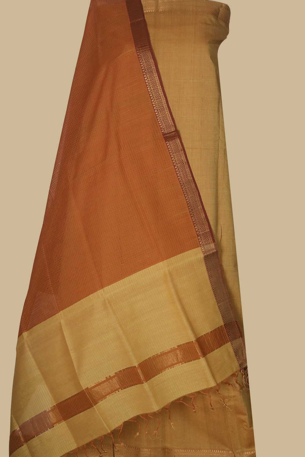 Golden Yellow Mangalagiri Cotton Suit - Image 2