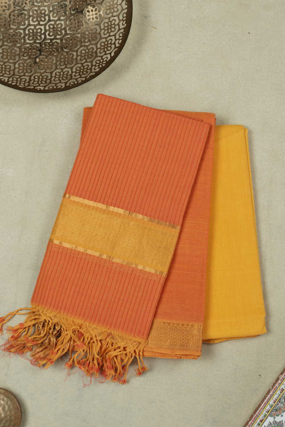 Orange Mangalagiri Cotton Suit