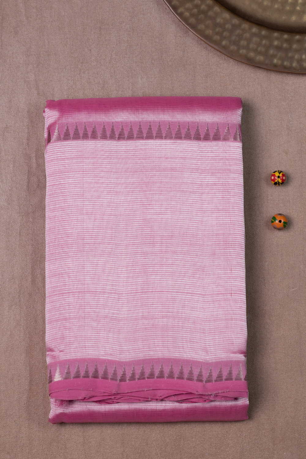 Shimmery Pink Mangalagiri Silk Cotton sare