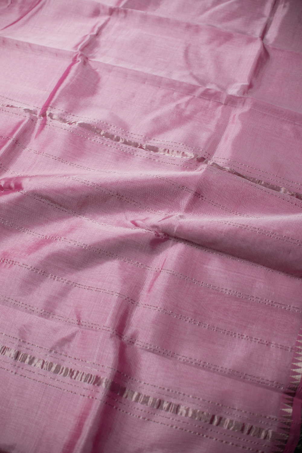 Shimmery Pink Mangalagiri Silk Cotton sare - Image 3