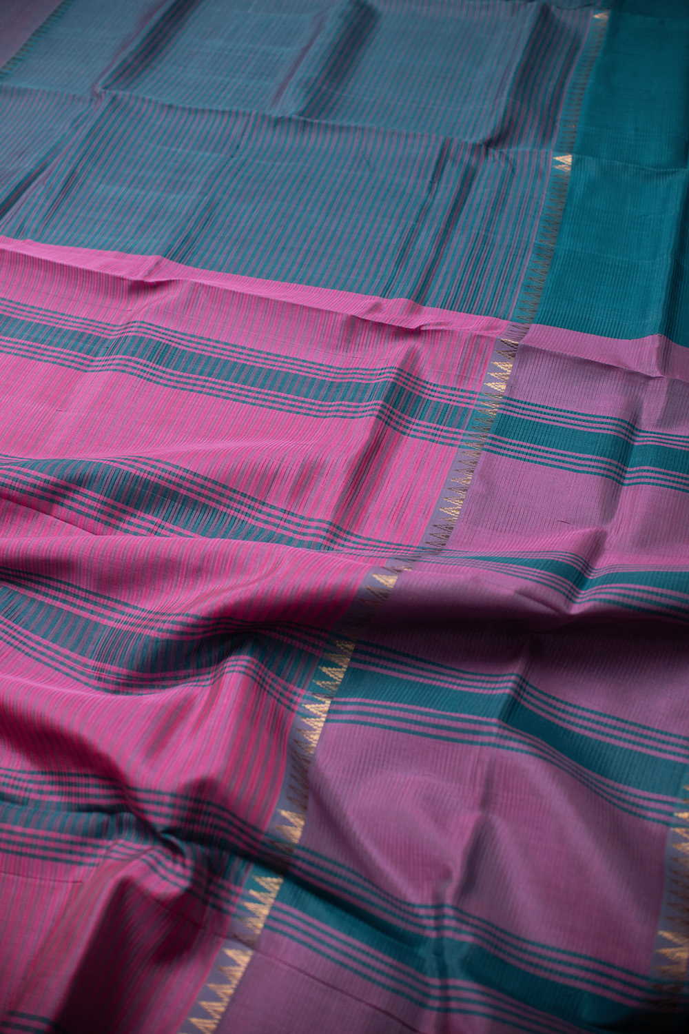 Pale Green Mangalagiri Silk Cotton saree - Image 3