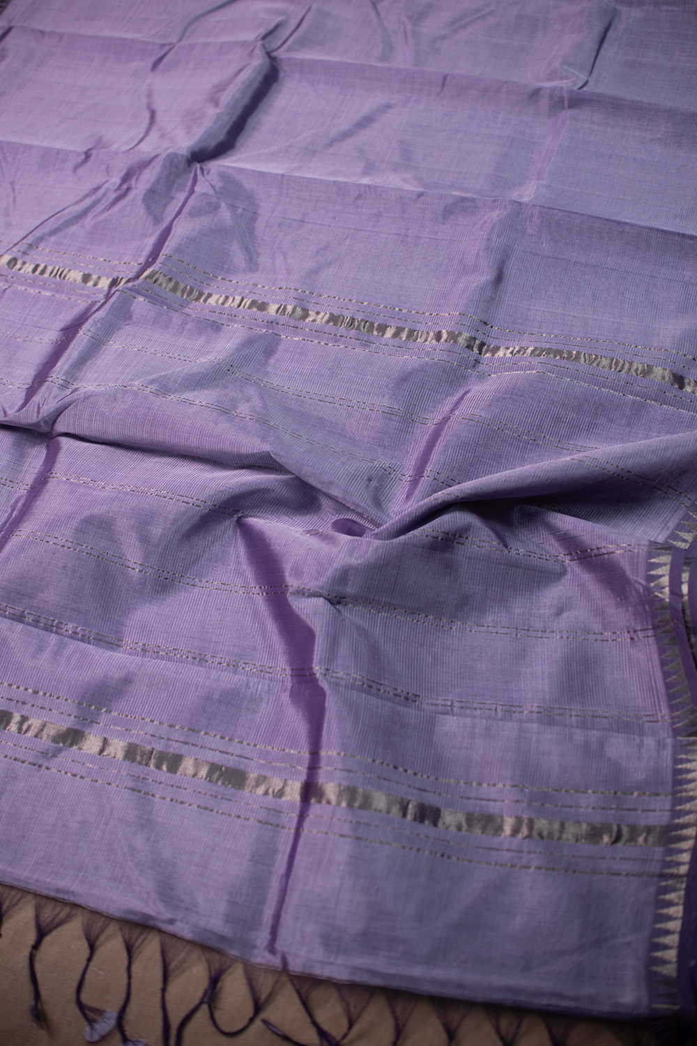 Shimmery Lavender Mangalagiri Silk Cotton saree - Image 3