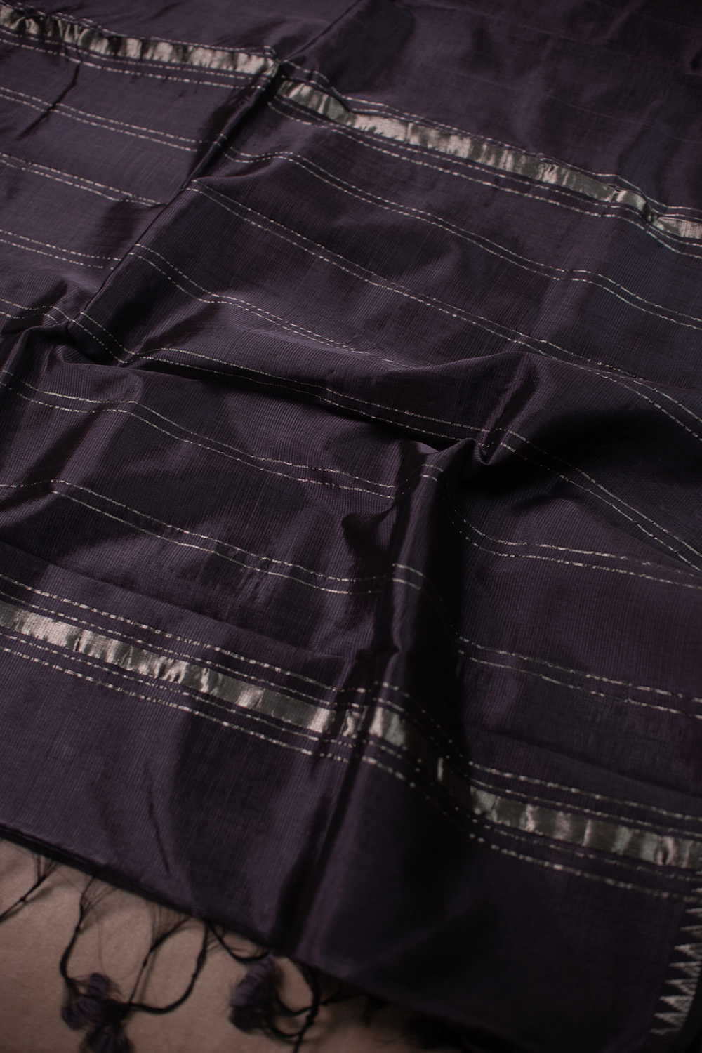 Darker Grey Mangalagiri Silk Cotton saree - Image 3