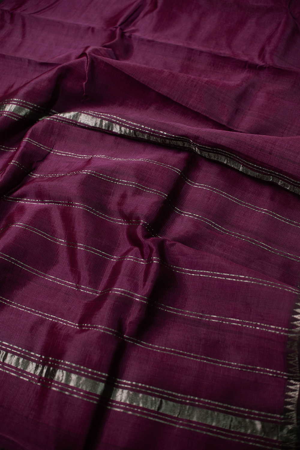 Raspberry Purple Mangalagiri Silk Cotton saree - Image 3