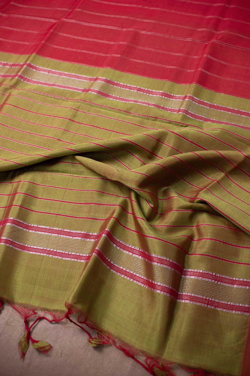Red Mangalagiri Silk Cotton saree - Image 3