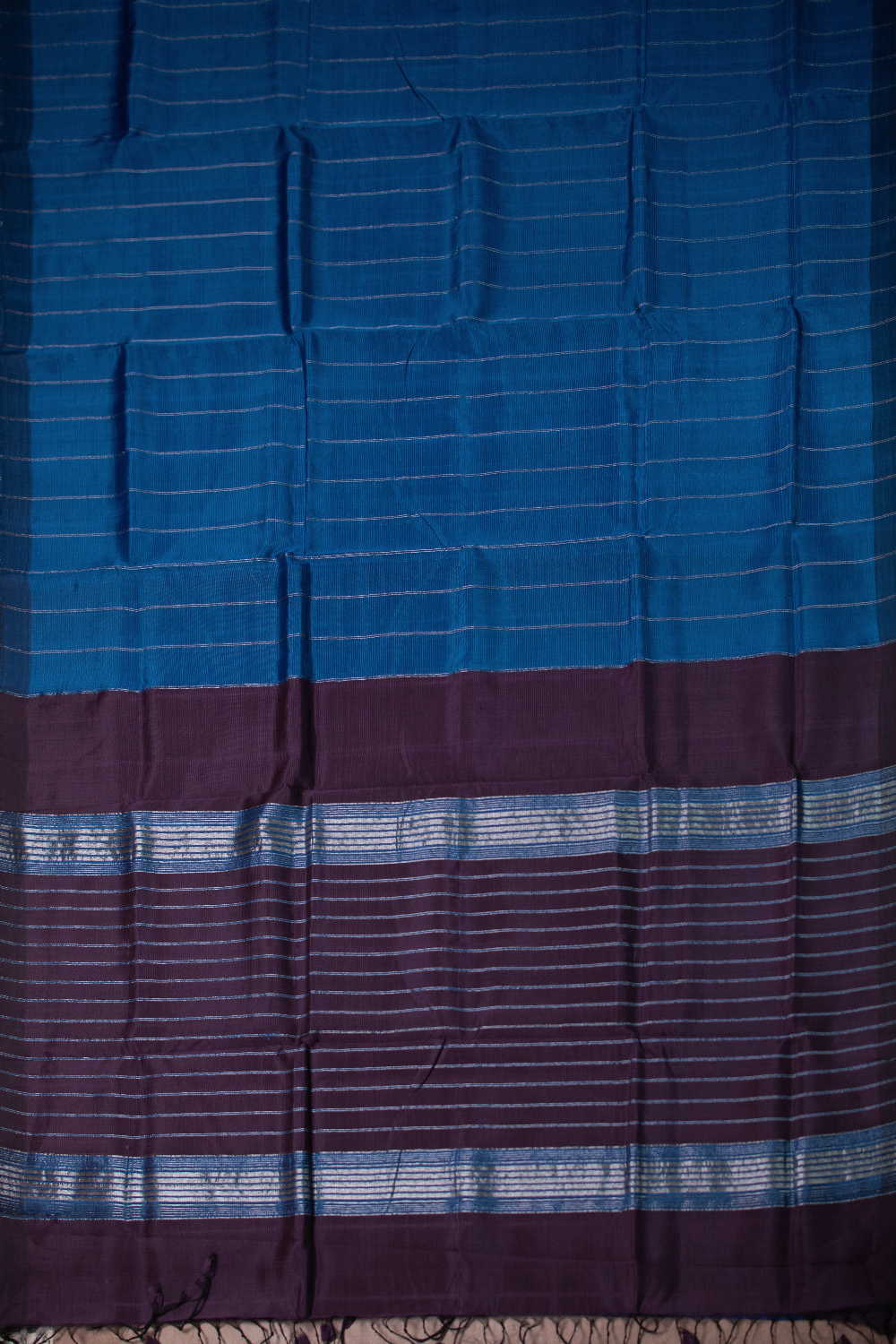 Lines on Blue Mangalagiri Silk Cotton saree - Image 2