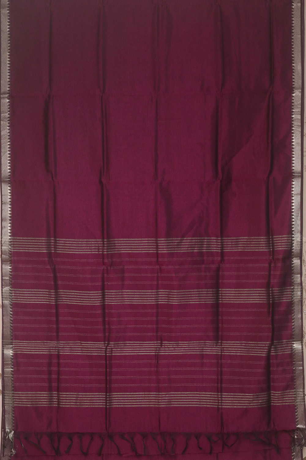 Dark Pink Mangalagiri Silk Cotton saree - Image 2