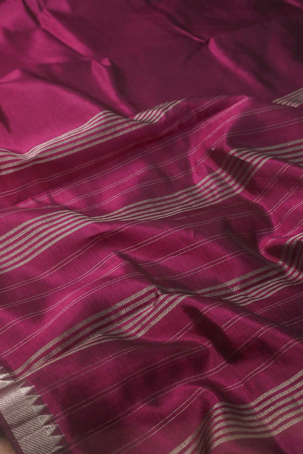 Dark Pink Mangalagiri Silk Cotton saree - Image 3