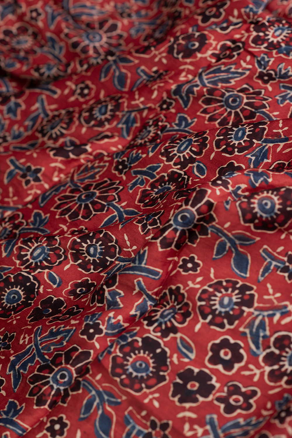 Maroon Garden Ajrak Modal Silk Fabric - 0.5m - Image 2