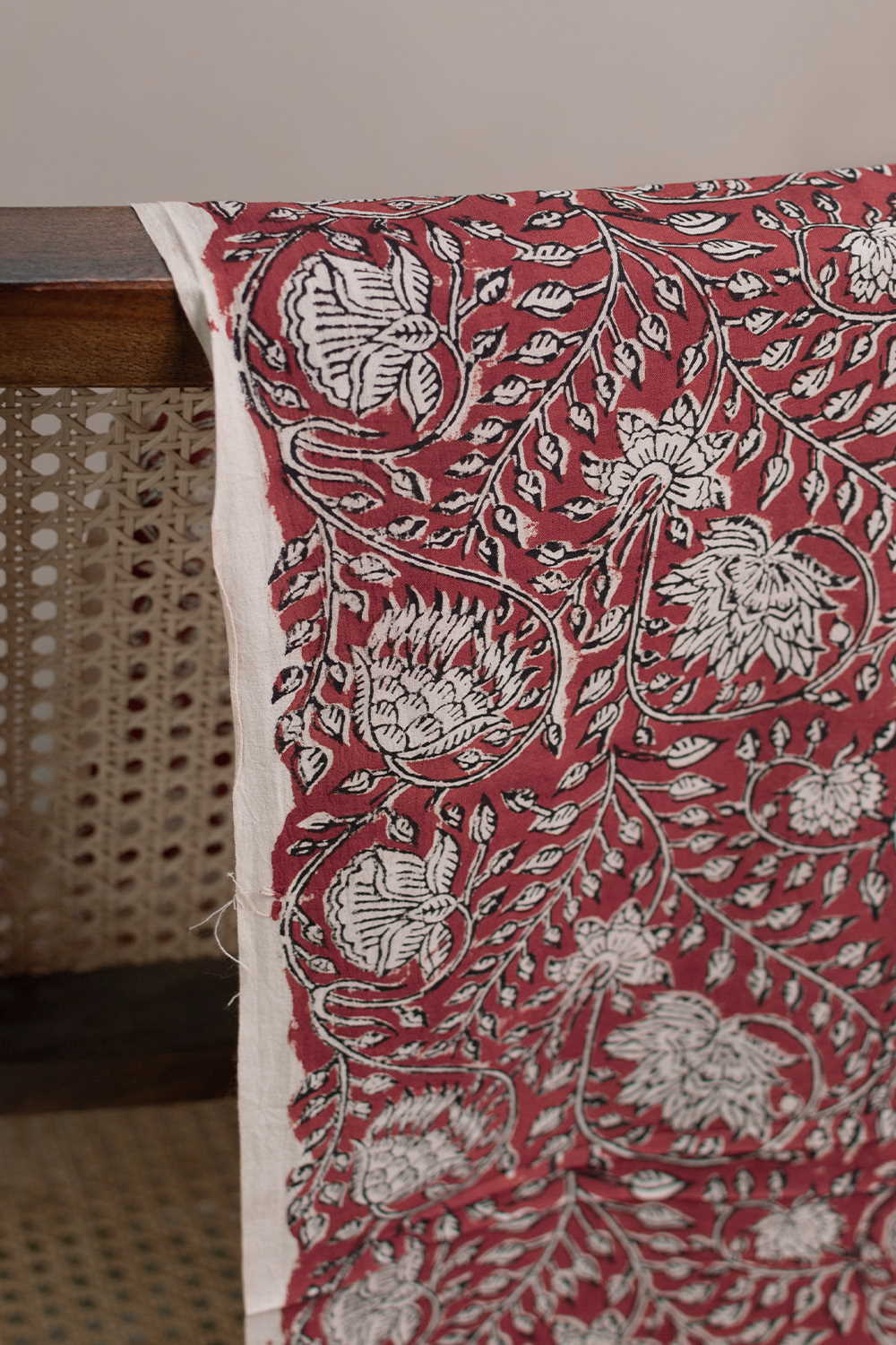 Maroon Garden Bagru Cotton Fabric - 2m - Image 2