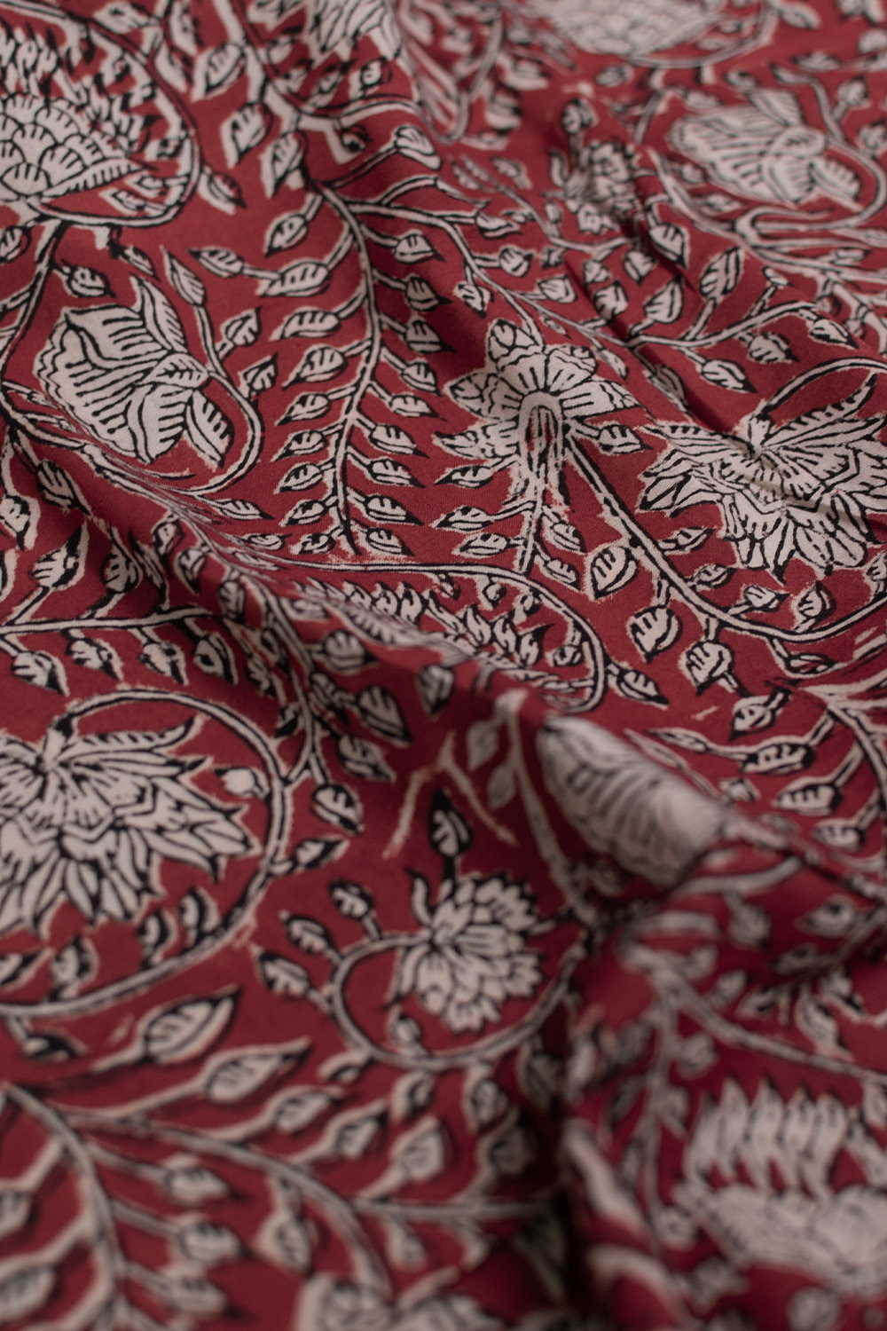 Maroon Garden Bagru Cotton Fabric - 2m - Image 3